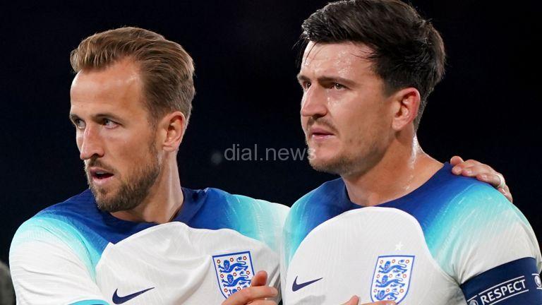 Harry Kane with Harry Maguire
