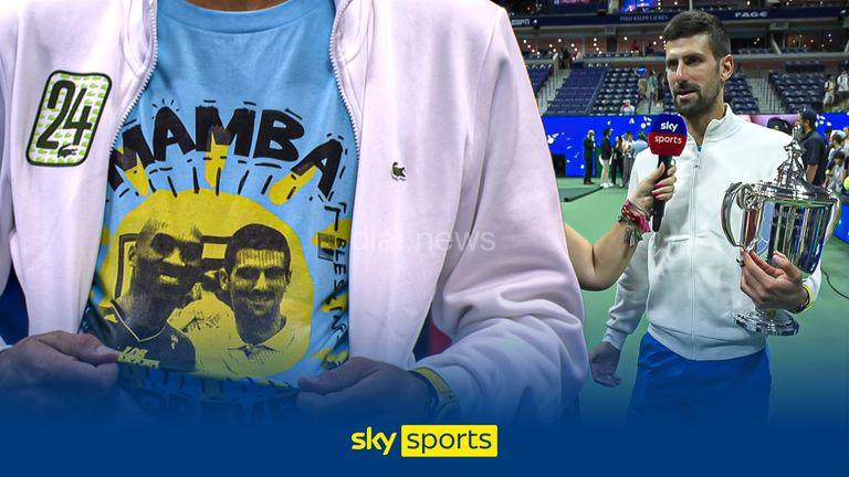 Novak Djokovic makes a tribute to Kobe Bryant after winning his 24th Grand Slam