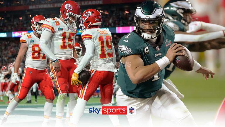 Highlights of the Kansas City Chiefs against the Philadelphia Eagles in Super Bowl LVII.